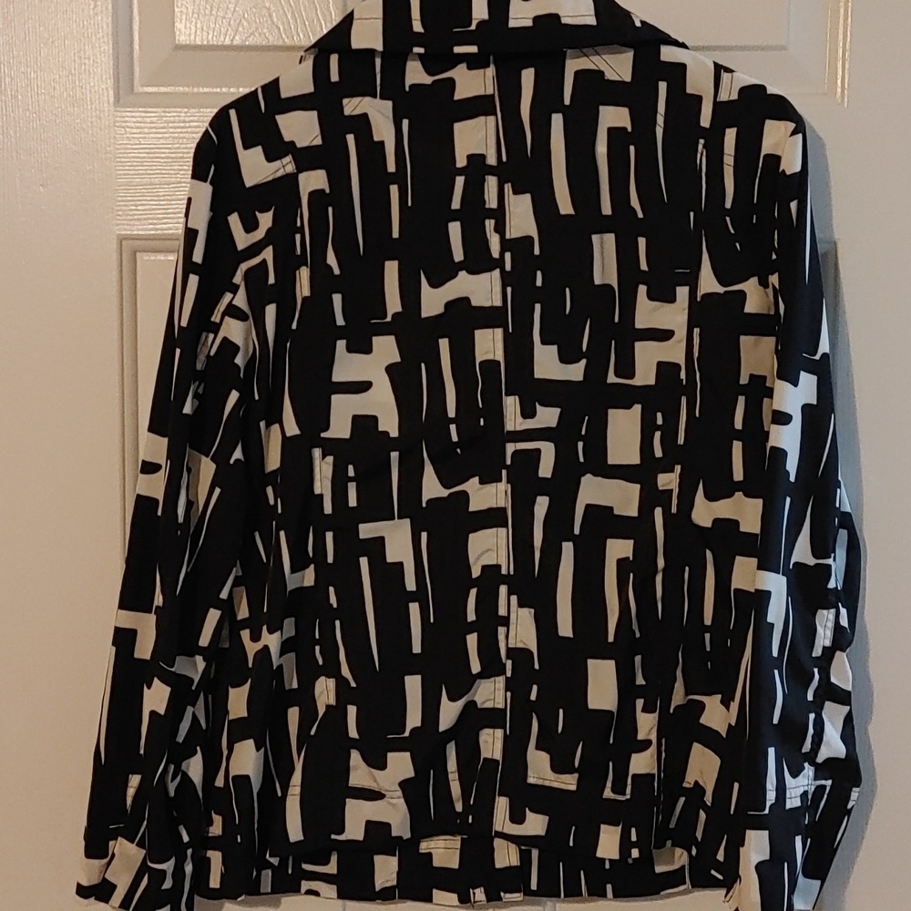Rain Jacket by TanJay Black & White Geometric Patterned Size 12P Waterproof EUC - Picture 6 of 8